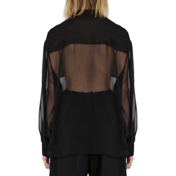 Camasi Saint Laurent Saint Laurent Silk Crepe Muslin Shirt Black Femei (BM 16317198) 3