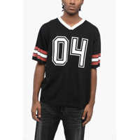 Tricouri Samira Nasr Printed Oversized V-Neck T-Shirt Barbati