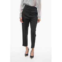 Pantaloni casual Front-Pleated Pants With Hopsack Motif Femei