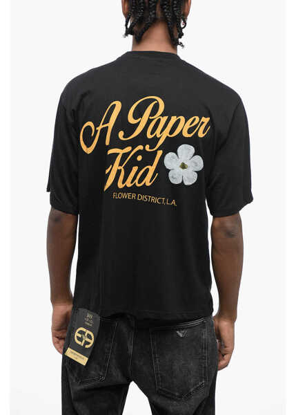 Tricouri A PAPER KID Cotton Crew-Neck T-Shirt Witth Logo-Print Black Barbati (BM 16317450) 2