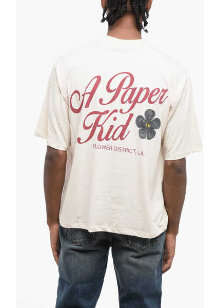 Tricouri A PAPER KID Cotton Crew-Neck T-Shirt Witth Logo-Print White Barbati (BM 16317867) 2