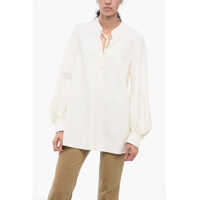 Bluze Open-Neck Blouse With Puffed Sleeves Femei