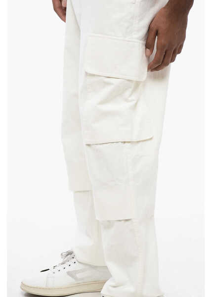 Pantaloni casual Jil Sander Hidden Fastening Cotton Cargo Pants White Barbati (BM 16318404) 3