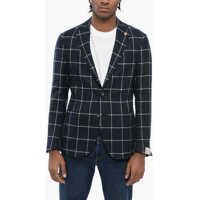 Sacouri Cricle Windowpane Check Wool Blend Blazer Barbati
