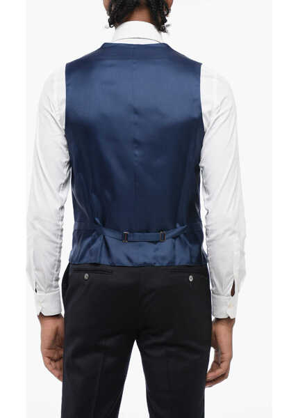 Veste costum CORNELIANI Cc Collection Double-Breasted Jacquard Waistcoat Blue Barbati (BM 16318563) 2