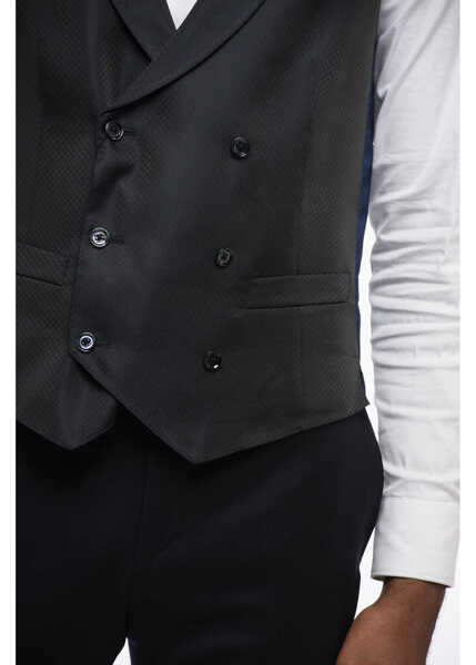 Veste costum CORNELIANI Cc Collection Double-Breasted Jacquard Waistcoat Blue Barbati (BM 16318563) 3