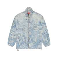Geci Diesel D-Krap-Fsf Zip Jacket In Dirty Jacquard Denim Barbati