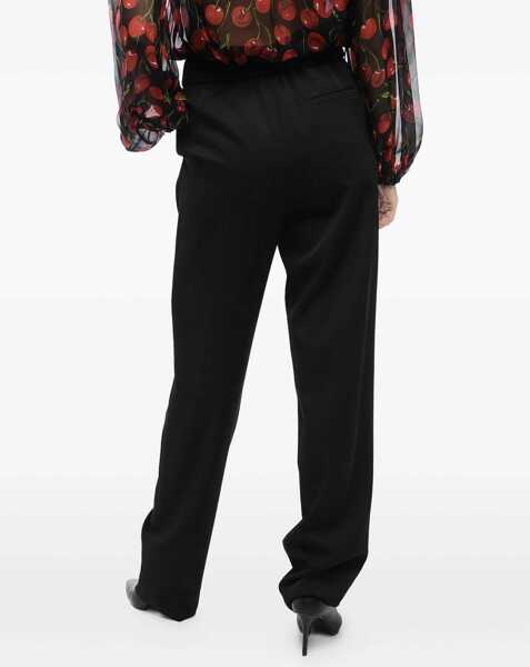 Pantaloni casual Armani Virgin Wool Straight-Fit Pants With Drawstring Black Femei (BM 16343445) 3