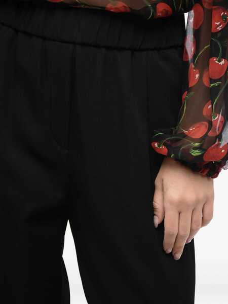 Pantaloni casual Armani Virgin Wool Straight-Fit Pants With Drawstring Black Femei (BM 16343445) 4