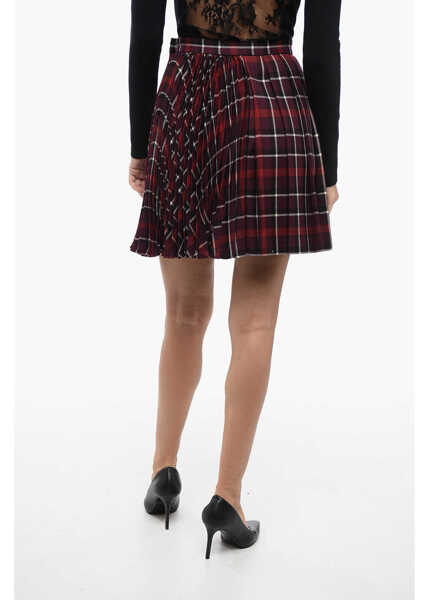 Fuste scurte Dior Checked Pleated Miniskirt Burgundy Femei (BM 16343469) 2