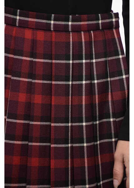 Fuste scurte Dior Checked Pleated Miniskirt Burgundy Femei (BM 16343469) 3