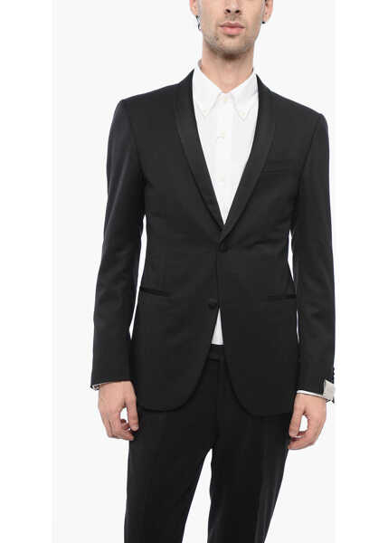 Costume CORNELIANI Virgin Wool Shawl Lapel 2-Button Suit Black Barbati (BM 16343478) 2