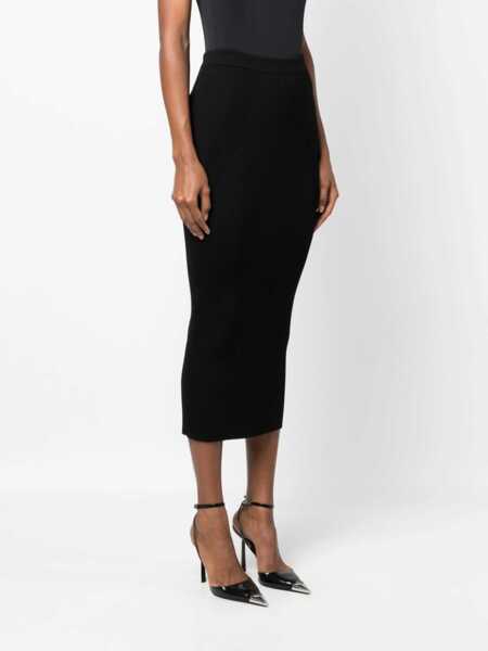 Fuste lungi Alexander McQueen Side Zipped Knitted Pencil Skirt Black Femei (BM 16343502) 3
