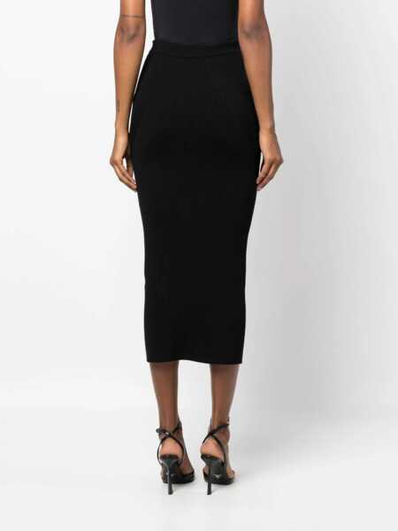 Fuste lungi Alexander McQueen Side Zipped Knitted Pencil Skirt Black Femei (BM 16343502) 4