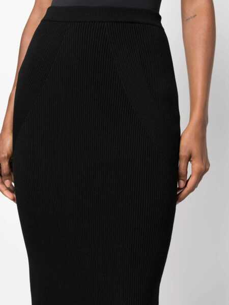 Fuste lungi Alexander McQueen Side Zipped Knitted Pencil Skirt Black Femei (BM 16343502) 5