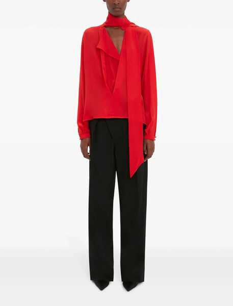 Bluze Victoria Beckham Silk Blouse With Self-Tie Detail Red Femei (BM 16343541) 2