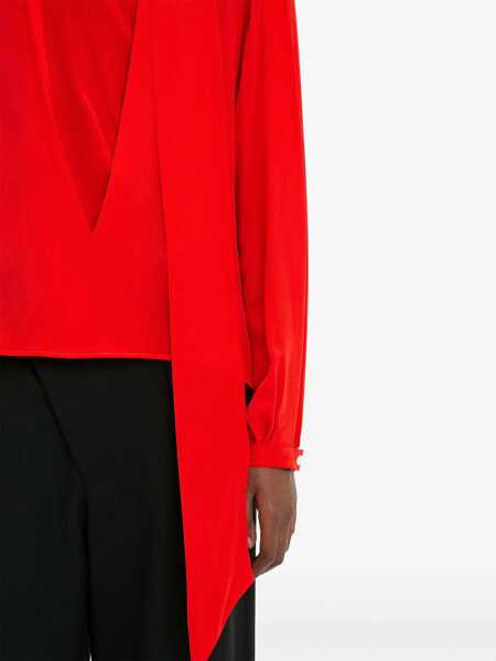 Bluze Victoria Beckham Silk Blouse With Self-Tie Detail Red Femei (BM 16343541) 5