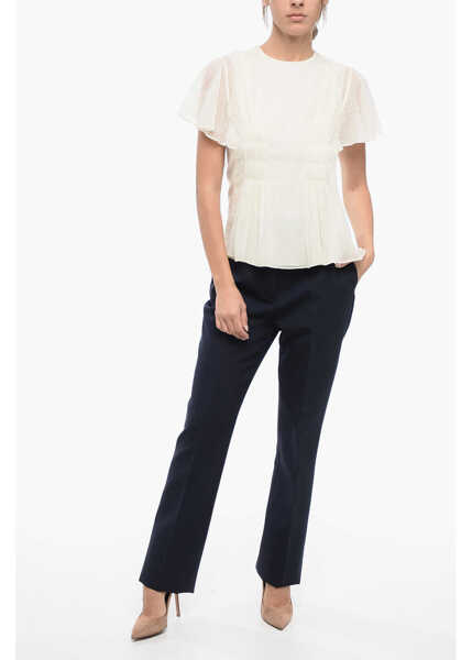 Bluze Chloe Wool Blouse With Wing Sleeves White Femei (BM 16343544) 4