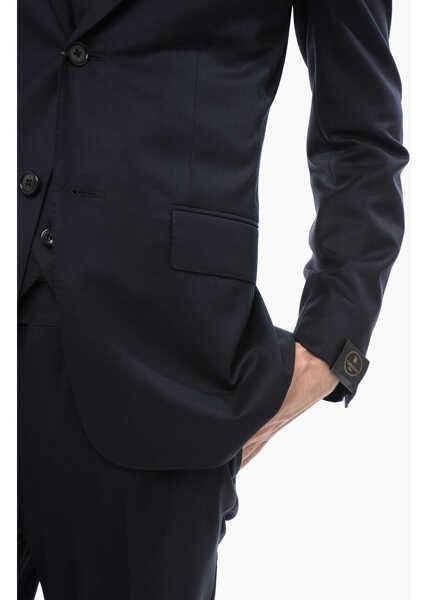 Costume CORNELIANI Virgin Wool 3 Piece Waistcoat Suit With Side Vents Midnight Blue Barbati (BM 16343763) 3