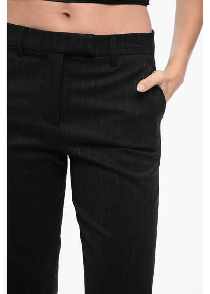 Pantaloni casual True Royal Straight-Fit Pants With Lurex Striped Motif Black Femei (BM 16343925) 3