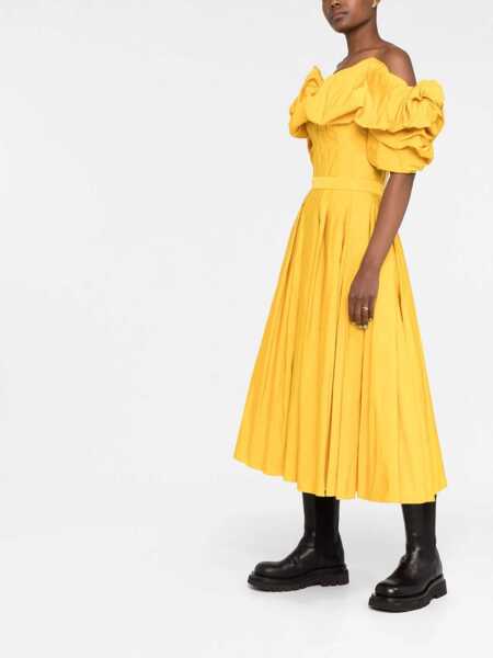 Rochii lungi Alexander McQueen Balloon Sleeved Flared Dress With Corset Design Yellow Femei (BM 16343964) 4