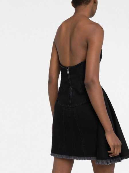 Rochii scurte Alexander McQueen Denim Bustier Dress With Fringed Hem Black Femei (BM 16343979) 2