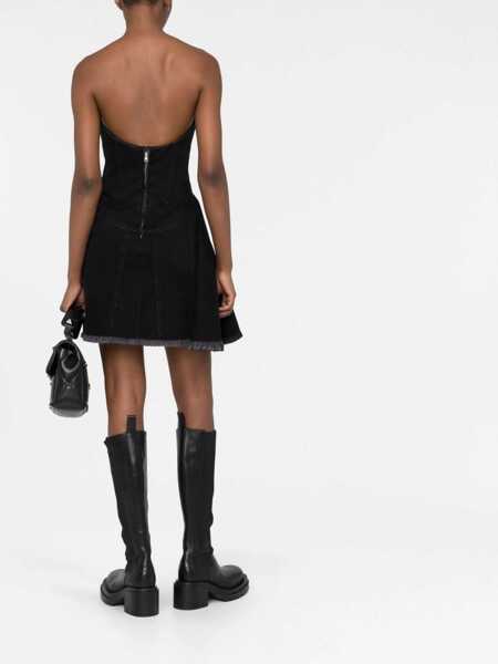 Rochii scurte Alexander McQueen Denim Bustier Dress With Fringed Hem Black Femei (BM 16343979) 5