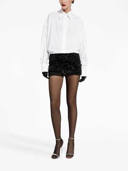 Fuste scurte Dolce & Gabbana Cotton Blend Miniskirt With Flower Patches Black Femei (BM 16344018) 3