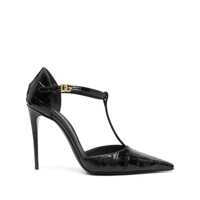 Pantofi cu toc Black Pumps With Stiletto Heel And Croco Print In Leather Woman Femei