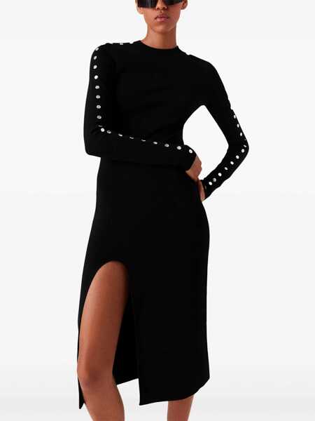 Rochii casual Stella McCartney Midi Dress With Slit BLACK Femei (BM 16369476) 5