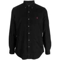 Camasi Black Shirt With Pony Embroidery In Corduroy Man Barbati
