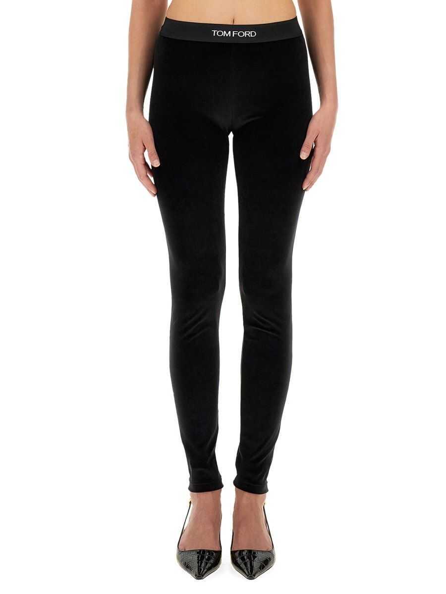 Pantaloni scurti Tom Ford Tom Ford Logo Velvet Leggings Black Femei (BM 16376847) 3