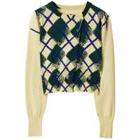 Pulovere Burberry Argyle-Intarsia Cropped Cotton Jumper Femei