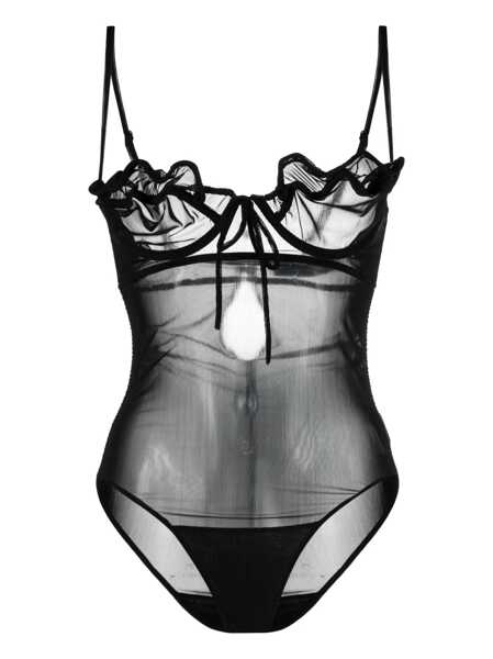 Body-uri Y/PROJECT Y/Project Tulle Bodysuit Black Femei (BM 16393902) 1
