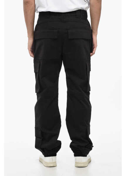 Pantaloni casual CULTURA Cotton Cargo Pants With Golden Button Black Barbati (BM 16394553) 2