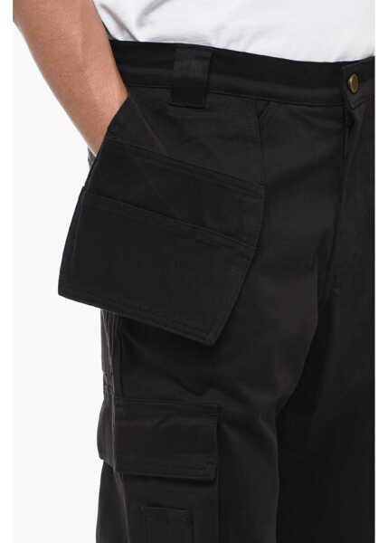 Pantaloni casual CULTURA Cotton Cargo Pants With Golden Button Black Barbati (BM 16394553) 3