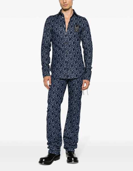 Camasi de blugi LUDOVIC DE SAINT SERNIN Monogram Denim Shirt With Lace-Up Cuffs Blue Femei (BM 16401036) 2