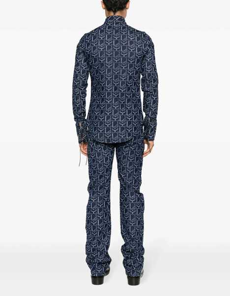 Camasi de blugi LUDOVIC DE SAINT SERNIN Monogram Denim Shirt With Lace-Up Cuffs Blue Femei (BM 16401036) 5