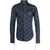 LUDOVIC DE SAINT SERNIN Monogram Denim Shirt With Lace-Up Cuffs Blue