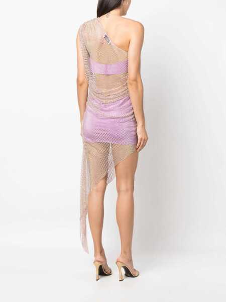 Rochii lungi GIUSEPPE DI MORABITO Mesh Drapped Asymmetric Dress With Rhinestone Pink Femei (BM 16401201) 4