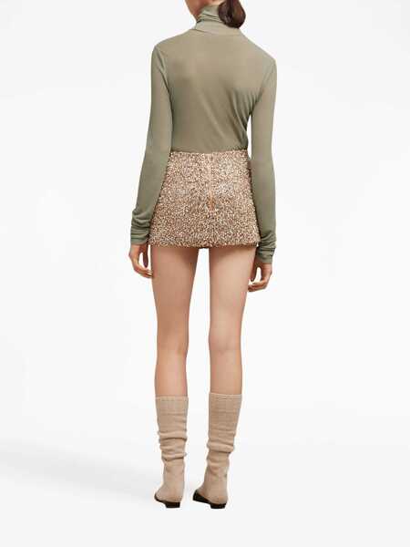 Bluze AMI ALEXANDRE MATTIUSSI Ribbed Sheer Effect Top With Turtleneck Military Green Femei (BM 16401213) 3