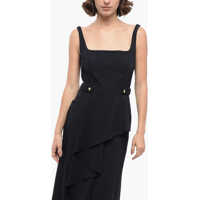 Rochii Alexander McQueen Dama - Rochii lungi Alexander McQueen Wool Blend Peplum Dress With Martingales Blue Femei (BM 16401225) - B-mall.ro