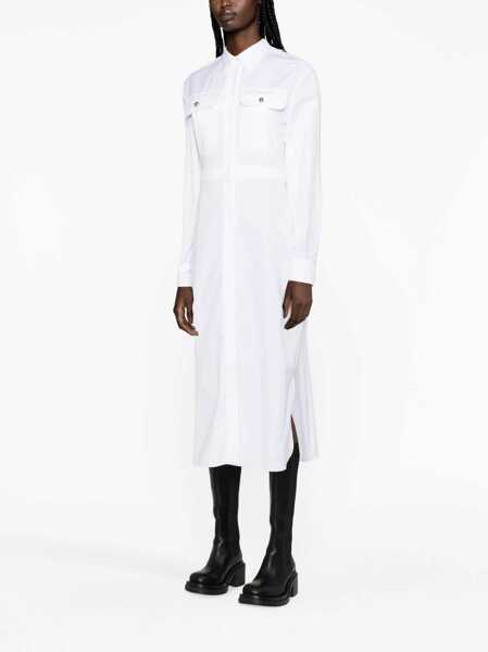 Rochii lungi Alexander McQueen Popeline Flared Shirt Dress With Utility Pockets White Femei (BM 16401228) 2