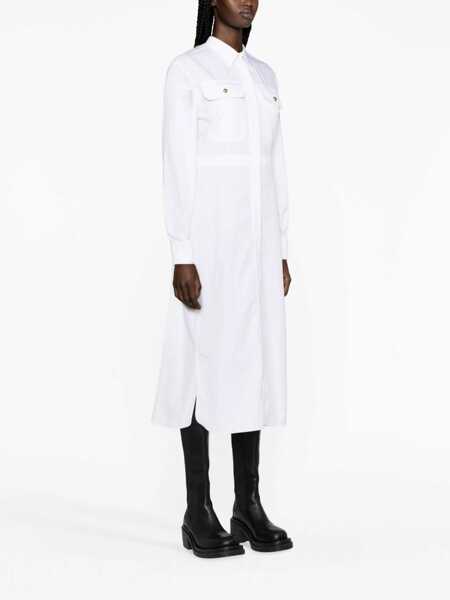 Rochii lungi Alexander McQueen Popeline Flared Shirt Dress With Utility Pockets White Femei (BM 16401228) 3