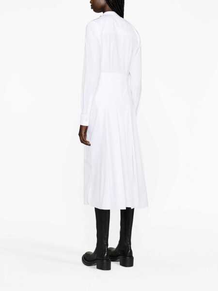 Rochii lungi Alexander McQueen Popeline Flared Shirt Dress With Utility Pockets White Femei (BM 16401228) 4