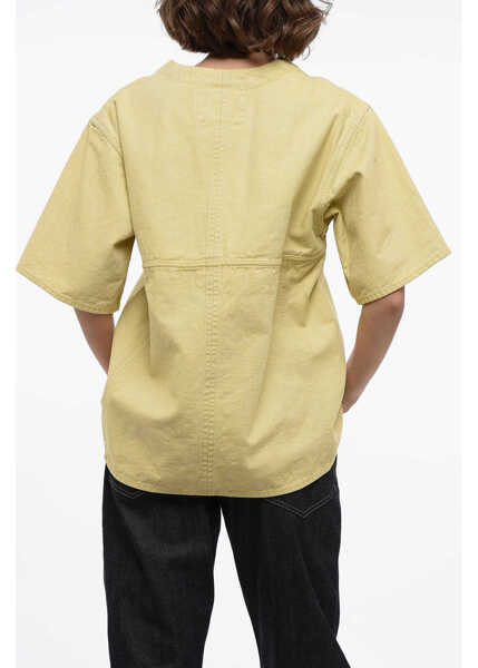 Bluze Jil Sander V Neck Denim Asymmetric Blouse Yellow Femei (BM 16401234) 2