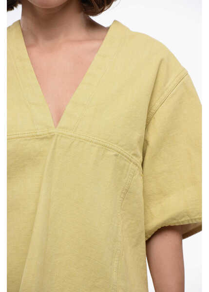 Bluze Jil Sander V Neck Denim Asymmetric Blouse Yellow Femei (BM 16401234) 3