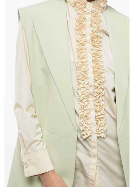 Veste casual Jil Sander Flax Blend Buttonless Vest With Raw-Cut Details Green Femei (BM 16401240) 3