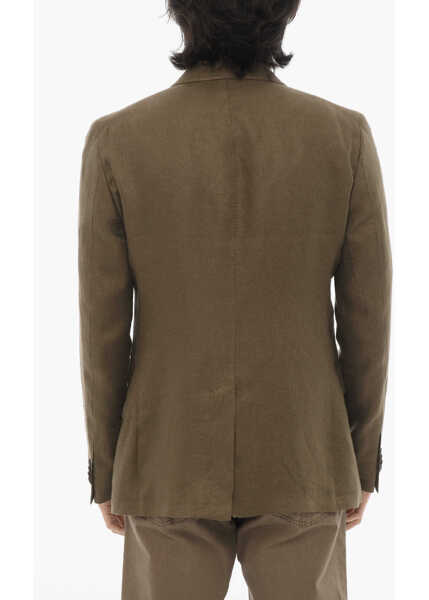 Sacouri CORNELIANI Cc Collection Linen Half-Lined Blazer With Hopsack Motif Green Barbati (BM 16401261) 2