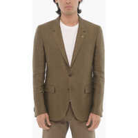 Sacouri Cc Collection Linen Half-Lined Blazer With Hopsack Motif Barbati